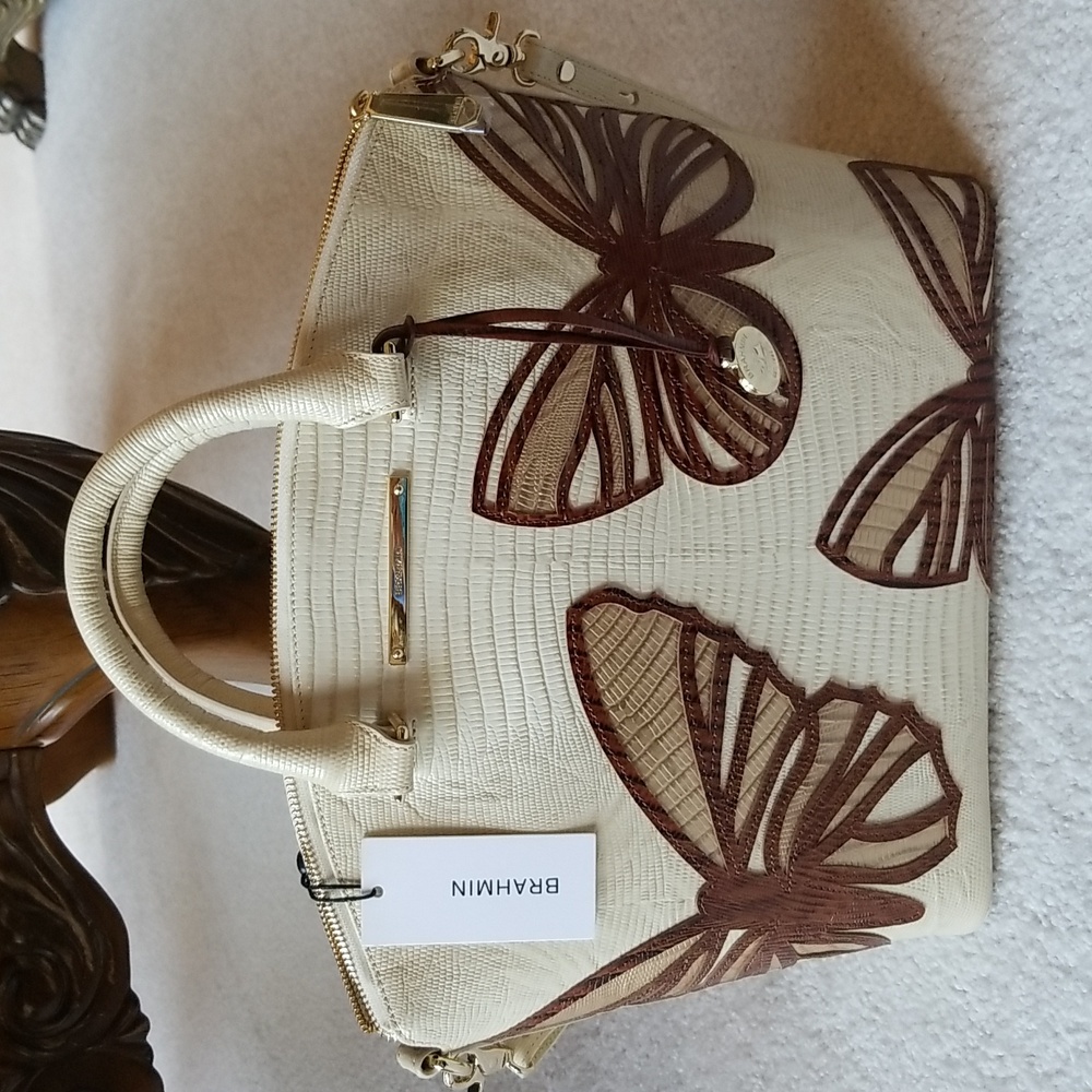 Brahmin Butterfly Design Vanilla Cream Monte Large Duxbury Satchel